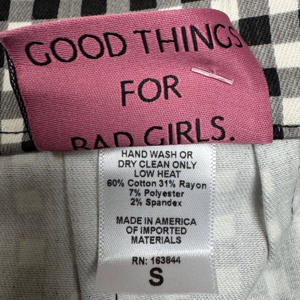 NWT Vixen Micheline Pitt Cigarette Pant Gingham Rockabilly Womens S Black White - Picture 4 of 13
